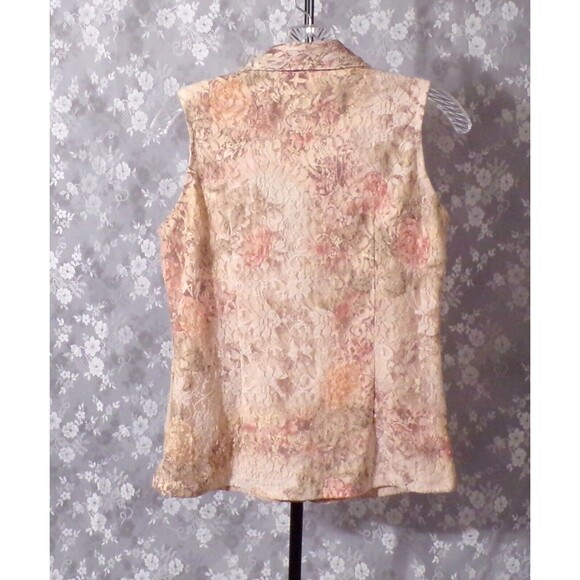 Vintage 90s Blouse 1990s Lace Sleeveless Collared Whimsigoth Boho Size Medium - Picture 2 of 8